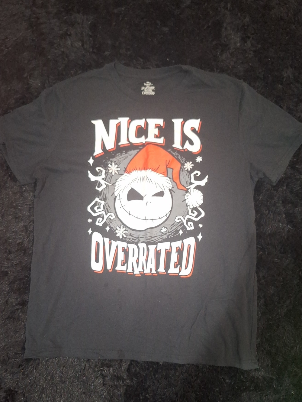 Disney Black 'Nice Is Overrated' Graphic Tee with Red Santa Hat